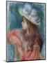 Seated Young Girl in a White Hat, 1884 (Pastel on Paper)-Pierre-Auguste Renoir-Mounted Giclee Print