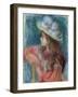 Seated Young Girl in a White Hat, 1884 (Pastel on Paper)-Pierre-Auguste Renoir-Framed Giclee Print