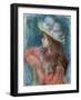 Seated Young Girl in a White Hat, 1884 (Pastel on Paper)-Pierre-Auguste Renoir-Framed Giclee Print