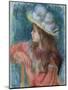 Seated Young Girl in a White Hat, 1884 (Pastel on Paper)-Pierre-Auguste Renoir-Mounted Giclee Print