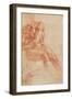 Seated Young Male Nude and Two Arm Studies (Recto)-Michelangelo Buonarroti-Framed Giclee Print