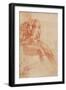 Seated Young Male Nude and Two Arm Studies (Recto)-Michelangelo Buonarroti-Framed Giclee Print