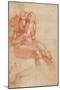 Seated Young Male Nude and Two Arm Studies (Recto)-Michelangelo Buonarroti-Mounted Giclee Print