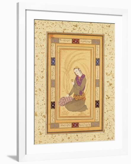 Seated Youth Holding a Cup, from the Large Clive Album, C.1610-20-Persian School-Framed Giclee Print