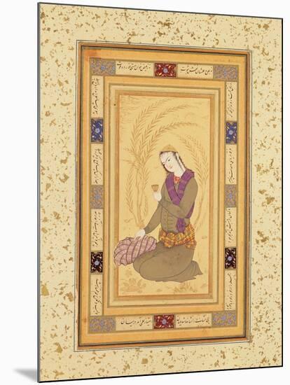 Seated Youth Holding a Cup, from the Large Clive Album, C.1610-20-Persian School-Mounted Giclee Print