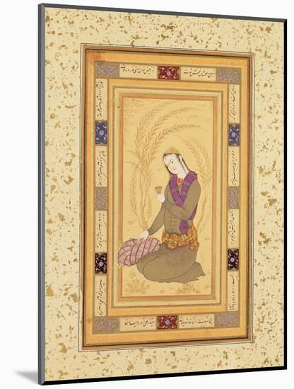 Seated Youth Holding a Cup, from the Large Clive Album, C.1610-20-Persian School-Mounted Giclee Print