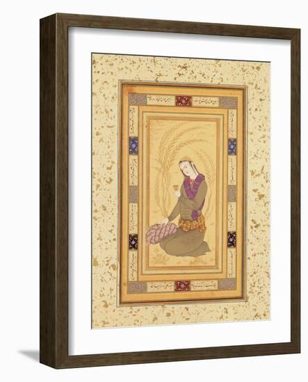 Seated Youth Holding a Cup, from the Large Clive Album, C.1610-20-Persian School-Framed Giclee Print