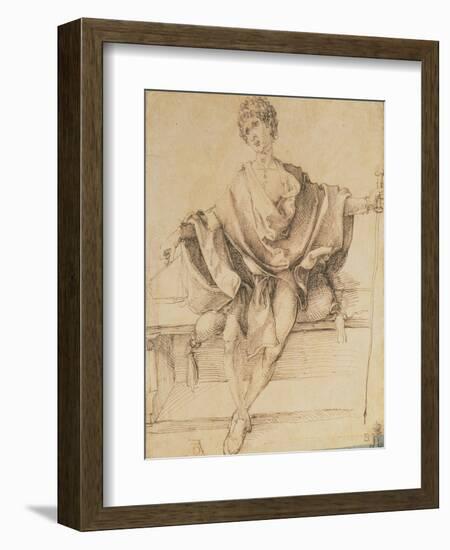 Seated Youth with Scales and a Cane, 1498-Albrecht Dürer-Framed Giclee Print