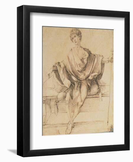 Seated Youth with Scales and a Cane, 1498-Albrecht Dürer-Framed Giclee Print