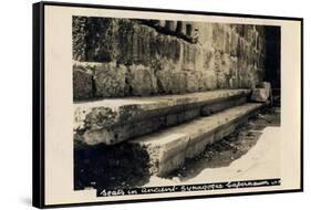 Seats in Byzantine Synagogue, Capernaum, Israel-null-Framed Stretched Canvas