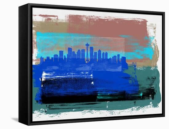 Seattle Abstract Skyline II-Emma Moore-Framed Stretched Canvas