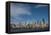 Seattle Blue Skyline Buildings from Puget Sound-Kent Weakley-Framed Stretched Canvas