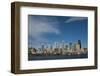 Seattle Blue Skyline Buildings from Puget Sound-Kent Weakley-Framed Photographic Print