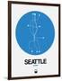 Seattle Blue Subway Map-NaxArt-Framed Art Print