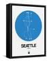 Seattle Blue Subway Map-NaxArt-Framed Stretched Canvas