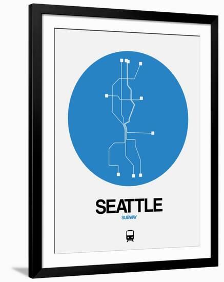 Seattle Blue Subway Map-NaxArt-Framed Art Print