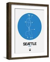 Seattle Blue Subway Map-NaxArt-Framed Art Print