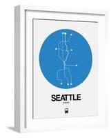 Seattle Blue Subway Map-NaxArt-Framed Art Print