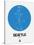 Seattle Blue Subway Map-NaxArt-Stretched Canvas