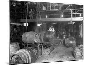 Seattle Brewing & Malting Co., Pitching Machine, 1914-Asahel Curtis-Mounted Giclee Print