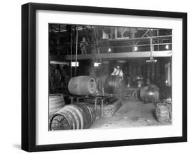 Seattle Brewing & Malting Co., Pitching Machine, 1914-Asahel Curtis-Framed Giclee Print