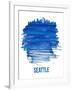 Seattle Brush Stroke Skyline - Blue-NaxArt-Framed Art Print