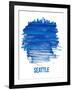 Seattle Brush Stroke Skyline - Blue-NaxArt-Framed Art Print