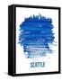 Seattle Brush Stroke Skyline - Blue-NaxArt-Framed Stretched Canvas