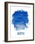 Seattle Brush Stroke Skyline - Blue-NaxArt-Framed Art Print