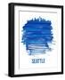 Seattle Brush Stroke Skyline - Blue-NaxArt-Framed Art Print