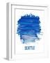 Seattle Brush Stroke Skyline - Blue-NaxArt-Framed Art Print