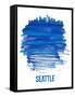 Seattle Brush Stroke Skyline - Blue-NaxArt-Framed Stretched Canvas