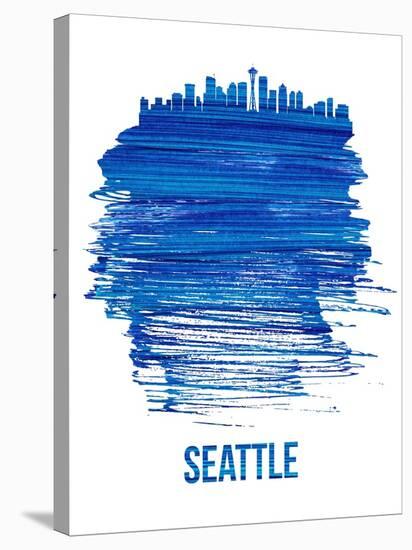 Seattle Brush Stroke Skyline - Blue-NaxArt-Stretched Canvas