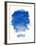 Seattle Brush Stroke Skyline - Blue-NaxArt-Framed Art Print