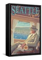 Seattle by Air-Lantern Press-Framed Stretched Canvas