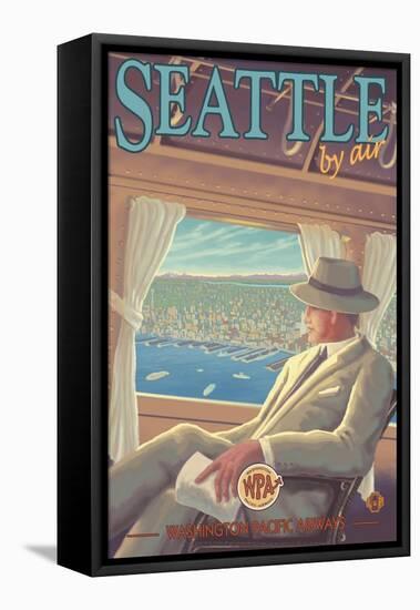 Seattle by Air-Lantern Press-Framed Stretched Canvas