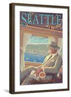 Seattle by Air-Lantern Press-Framed Art Print