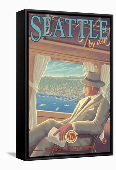 Seattle by Air-Lantern Press-Framed Stretched Canvas