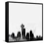 Seattle City Skyline - Black-NaxArt-Framed Stretched Canvas