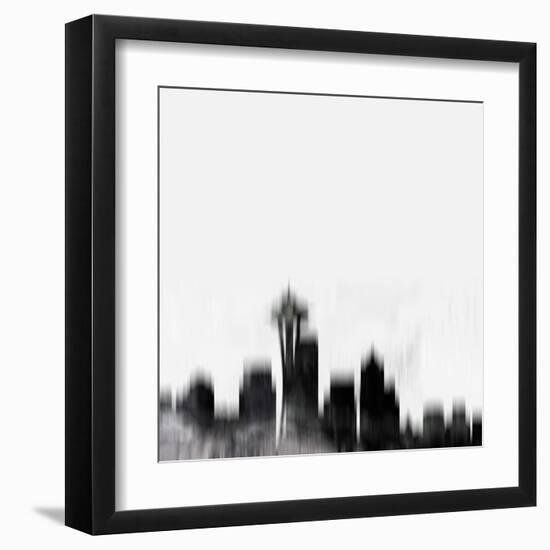 Seattle City Skyline - Black-NaxArt-Framed Art Print