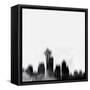 Seattle City Skyline - Black-NaxArt-Framed Stretched Canvas