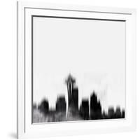 Seattle City Skyline - Black-NaxArt-Framed Art Print