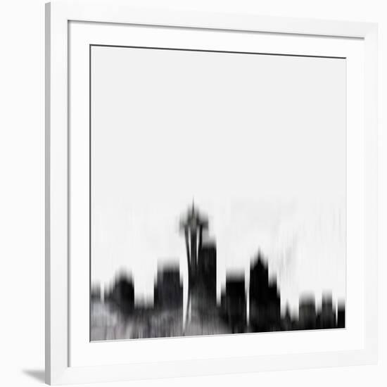 Seattle City Skyline - Black-NaxArt-Framed Art Print