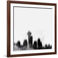 Seattle City Skyline - Black-NaxArt-Framed Art Print