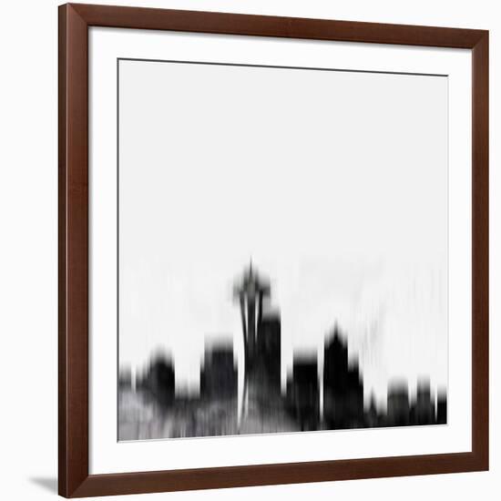 Seattle City Skyline - Black-NaxArt-Framed Art Print
