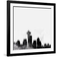 Seattle City Skyline - Black-NaxArt-Framed Art Print