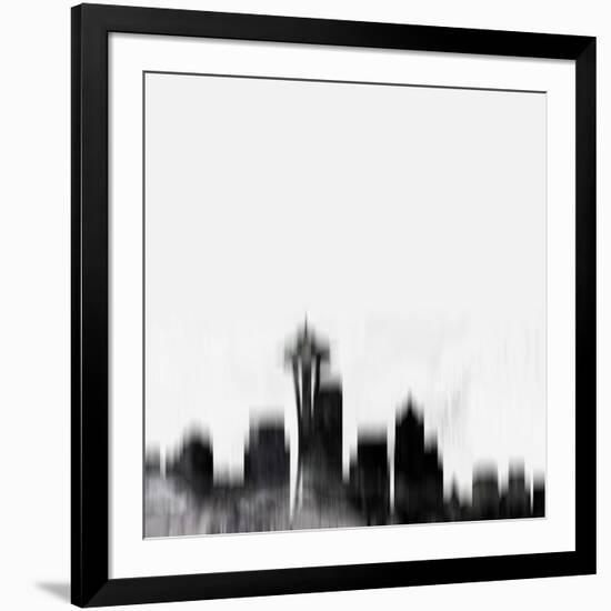 Seattle City Skyline - Black-NaxArt-Framed Art Print