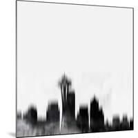 Seattle City Skyline - Black-NaxArt-Mounted Art Print
