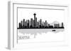 Seattle City Skyline Silhouette Background-irayoflight-Framed Art Print