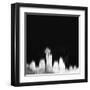 Seattle City Skyline - White-NaxArt-Framed Art Print
